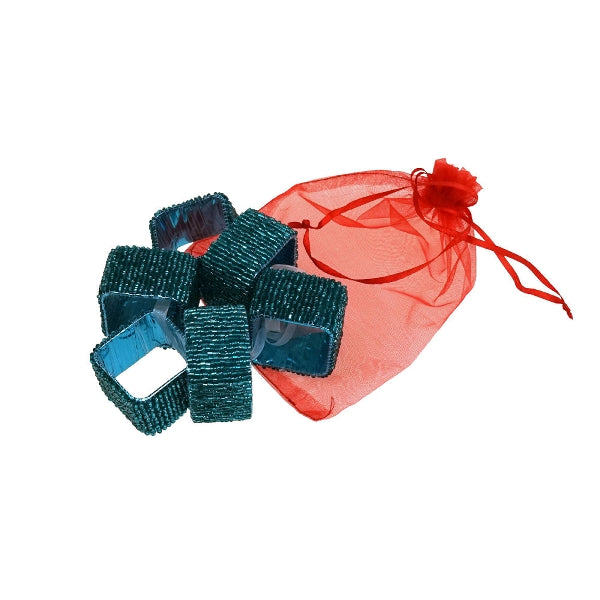 Serviettenringe Türkis mit Glasperlen – 6er-Set | WERNS