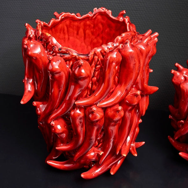 WERNS Chili-Vase aus Keramik – handgefertigte Designvase 30 cm