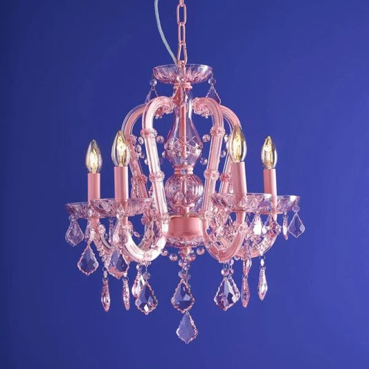Kronleuchter Aurora Rosa aus Glas – 5-flammig