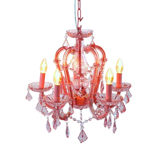 Kronleuchter Aurora Rosa aus Glas – 5-flammig
