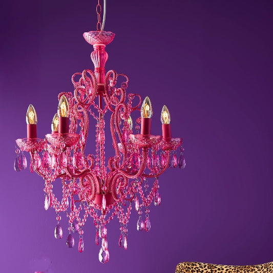 Kronleuchter Pink – 6-flammig, 50 × 50 × 73 cm