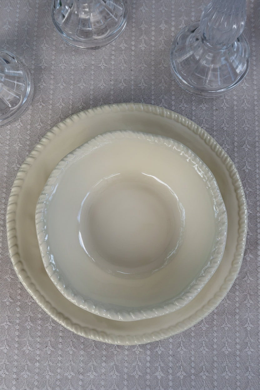 Melamin-Suppenteller mit Kordelrand – Creme Ø 20 cm