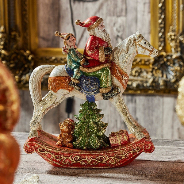 WERNS Santa auf Schaukelpferd – Weihnachtsfigur, 25 cm