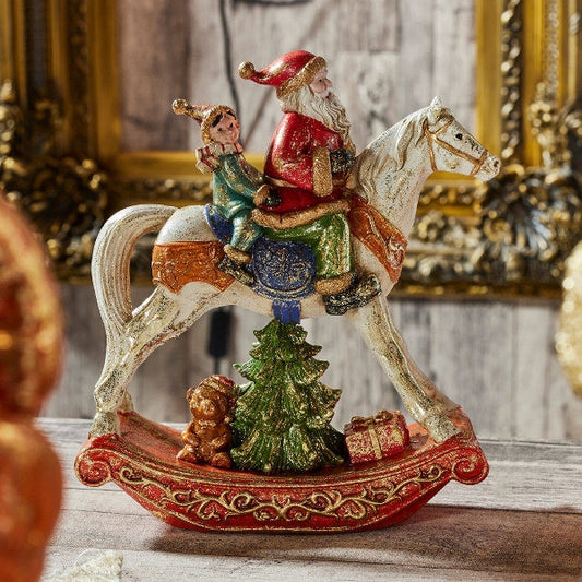 WERNS Santa auf Schaukelpferd – Weihnachtsfigur, 25 cm