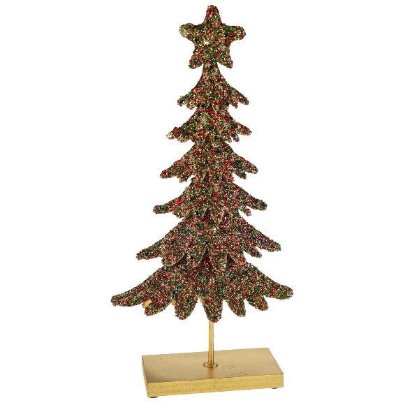 WERNS Dekotanne mit Strass – Rot-Grün-Gold, 41,5 cm
