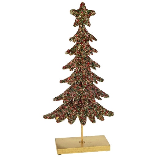 WERNS Dekotanne mit Strass – Rot-Grün-Gold, 41,5 cm