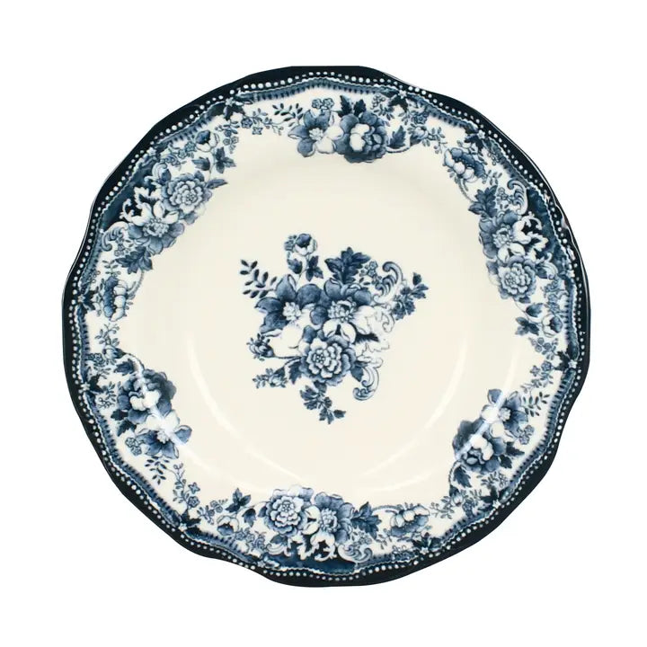 Tiefer Teller 22 cm Porzellan blau – Florales Design Teller - Marija