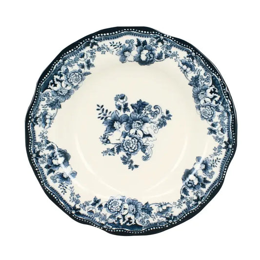 Tiefer Teller 22 cm Porzellan blau – Florales Design Teller - Marija