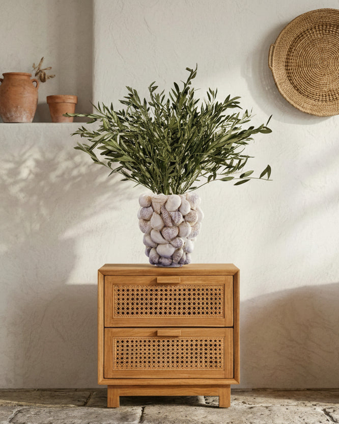 Deko Vase Muscheln Weiß aus Steingut – große Keramikvase | WERNS®