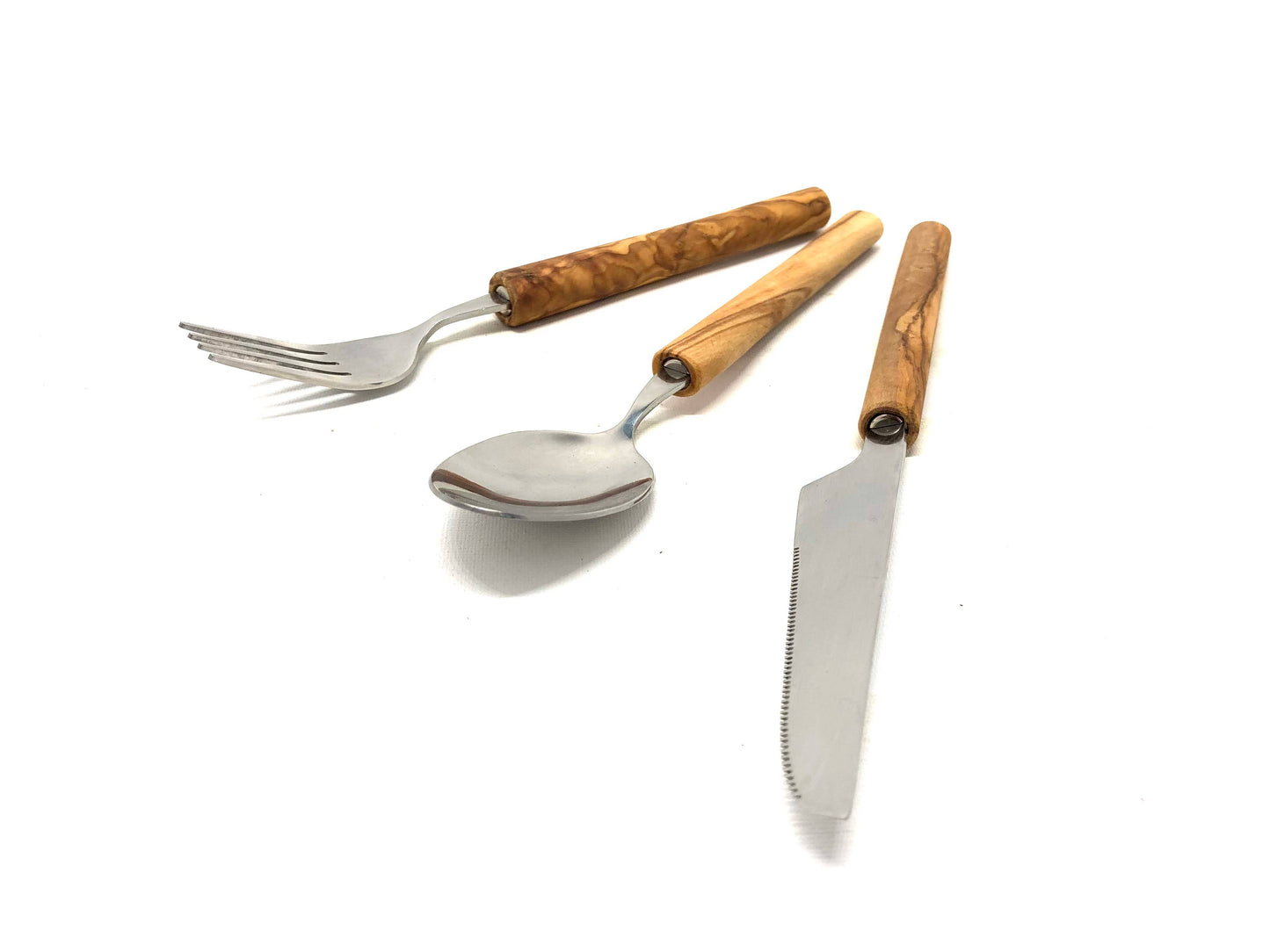 Besteck-Set Edelstahl & Olivenholz 3-teilig – Jure