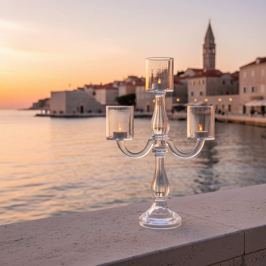 AULICA Glas-Kronleuchter mit 3 Kerzenhaltern 35 cm – Istrien