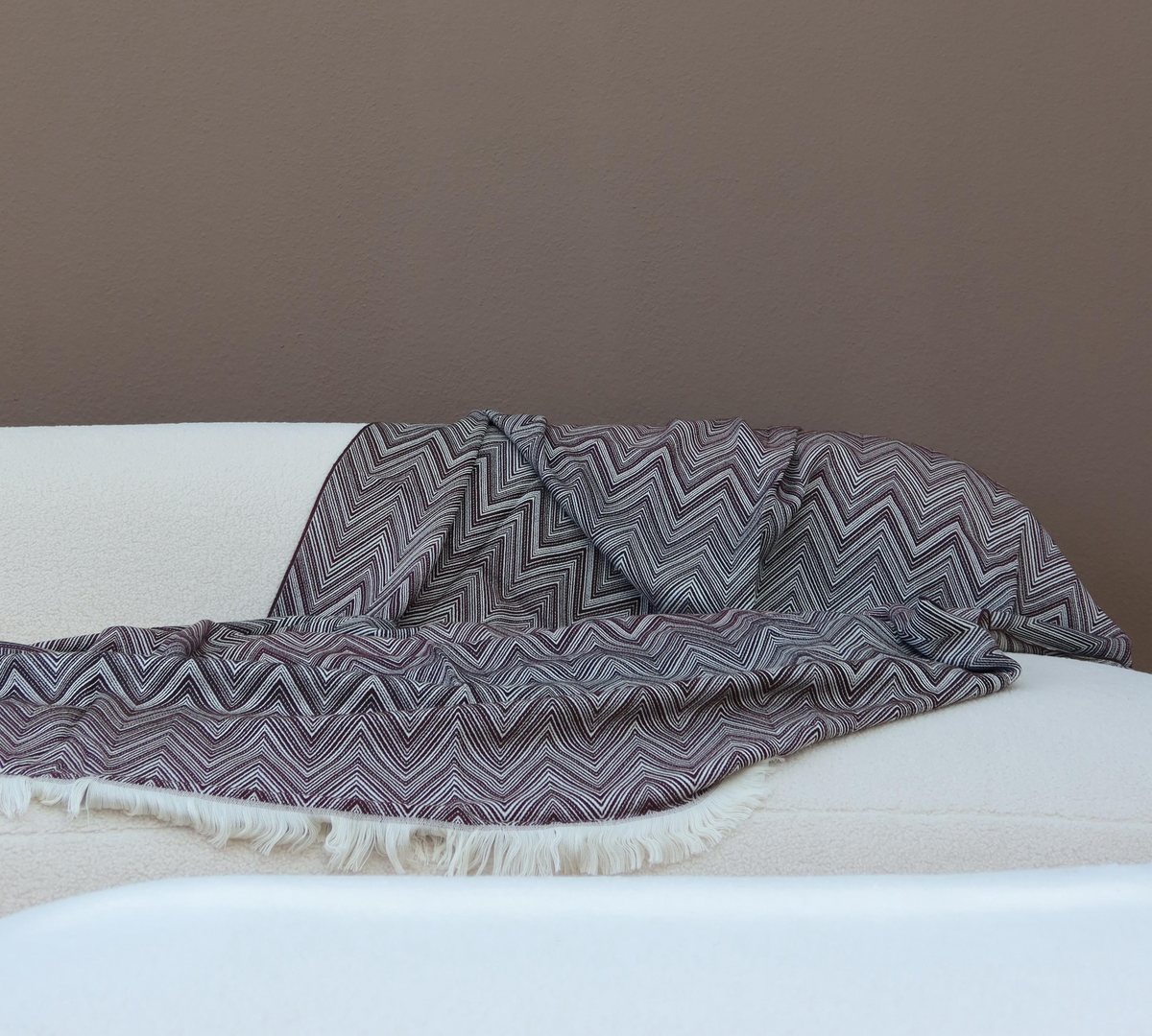 Missoni Home Plaid Timmy 130 × 190 cm Braun/Weiß – 100 % Wolle