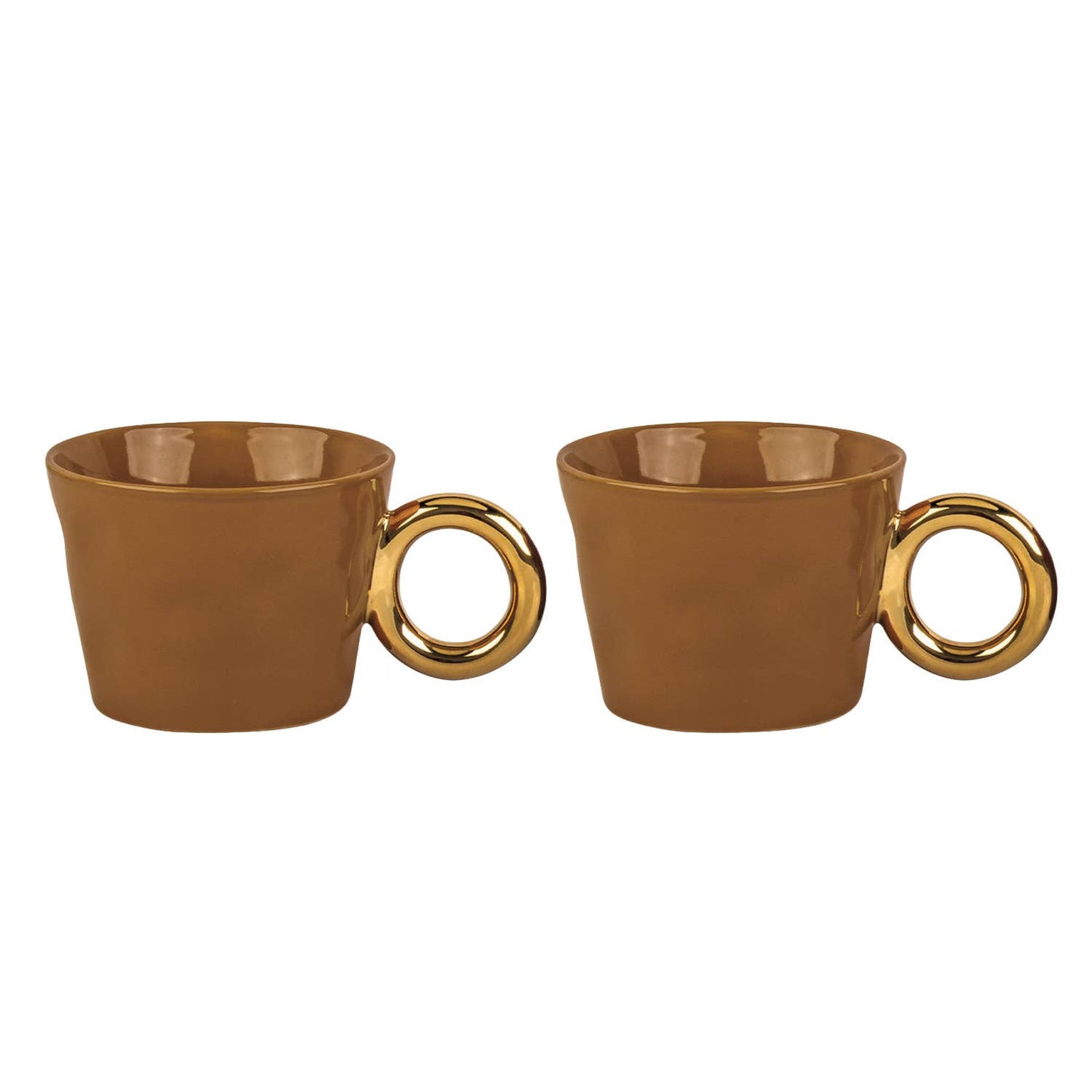 Kreso Tassen Braun / Gold – 2er Set aus Steingut