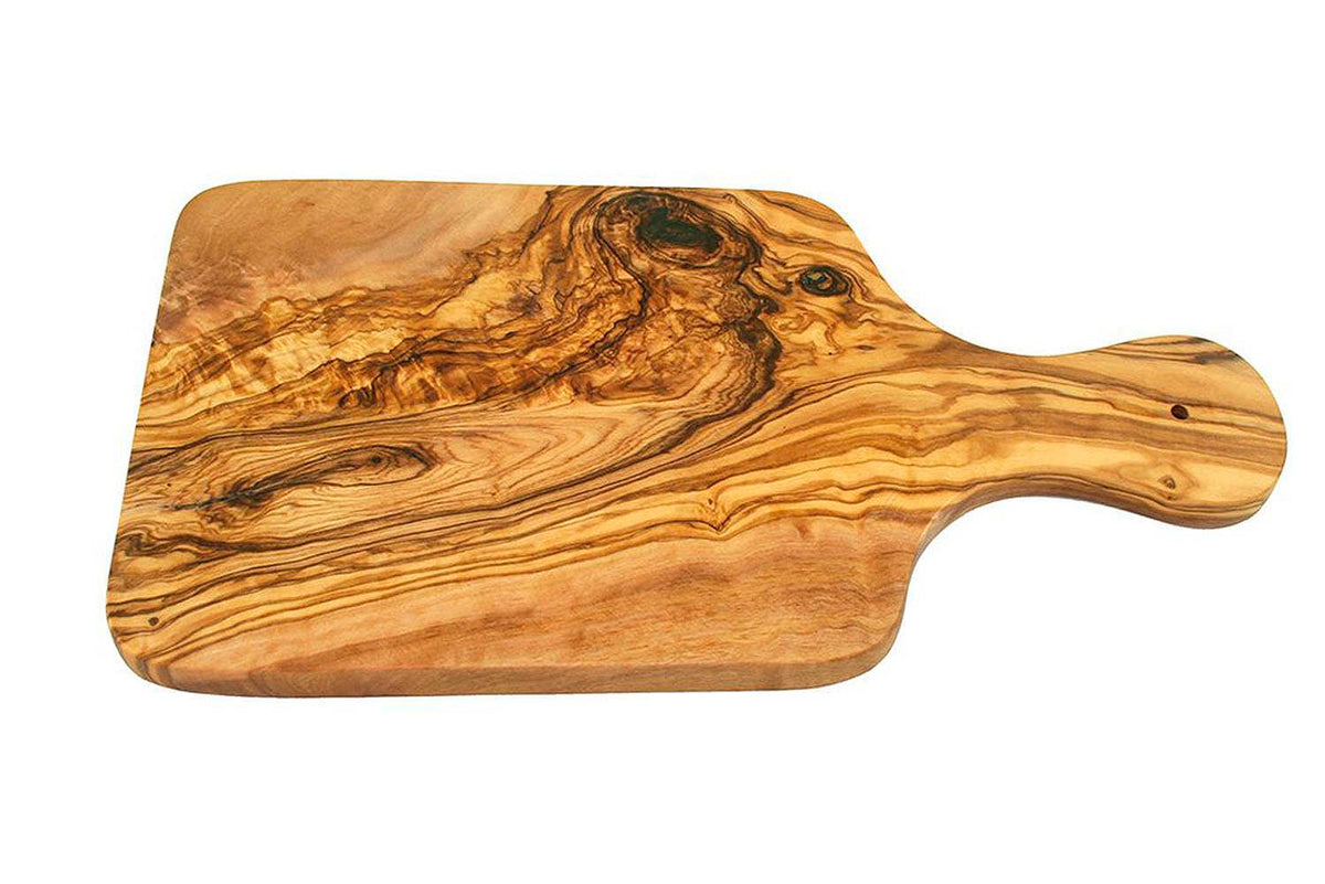 Frühstücksbrett aus Olivenholz 30 cm mit Griff – Jure