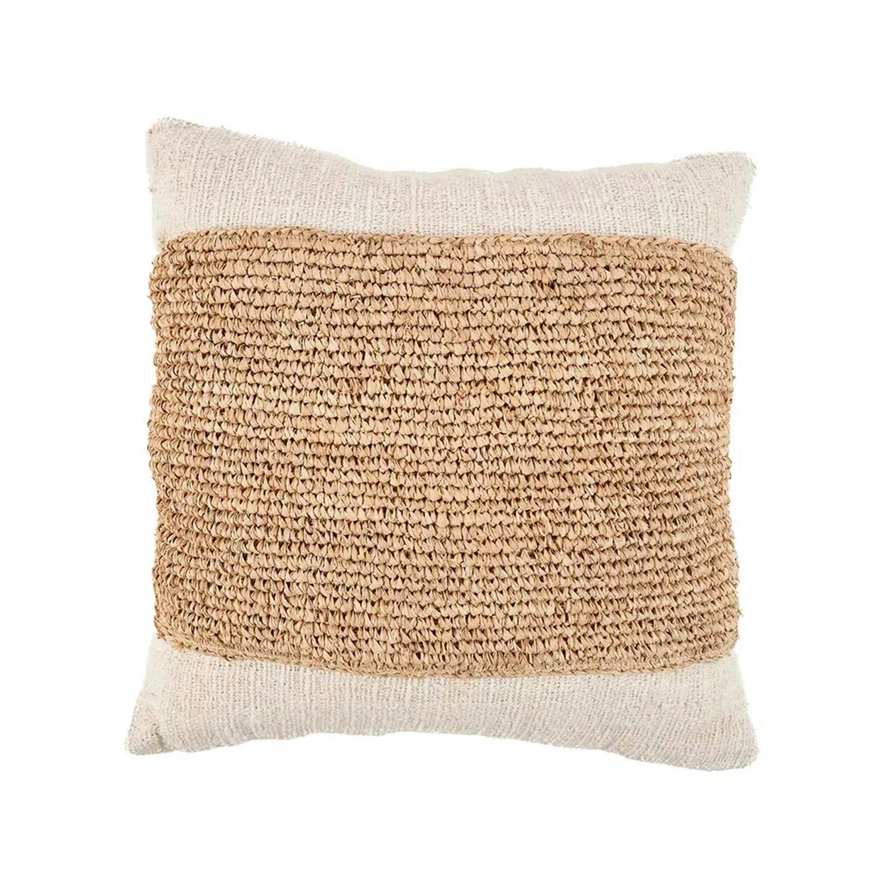 Bazar Bizar Raffia Kissenbezug Natur 50x50 cm – Boho Design