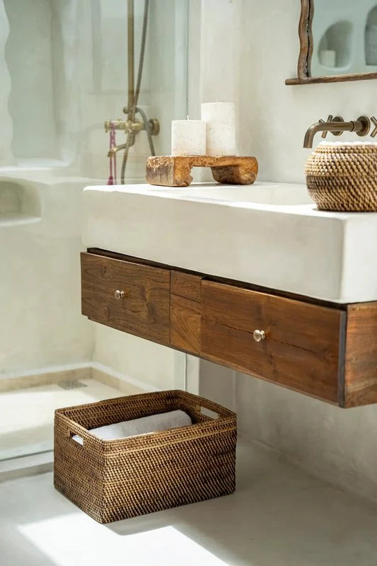 Bazar Bizar – Colonial Aufbewahrungskorb aus Rattan, Braun (L)
