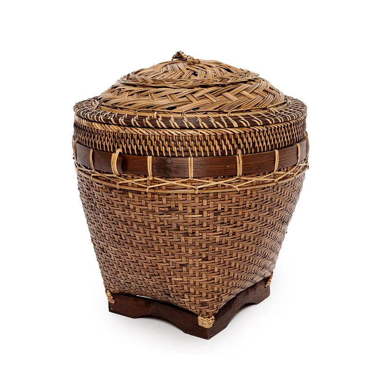 Bazar Bizar – Colonial Aufbewahrungskorb mit Deckel aus Rattan, Braun (M)