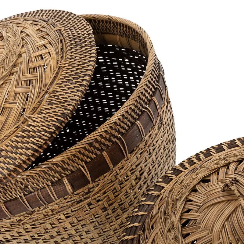 Bazar Bizar – Colonial Aufbewahrungskorb mit Deckel aus Rattan, Braun (M)