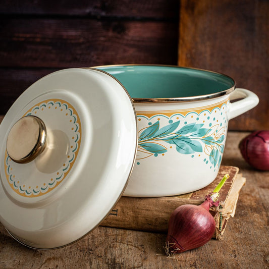 Metalac Original – Emaille Kochtopf Green Line 16 cm | 1,9 L | Türkis