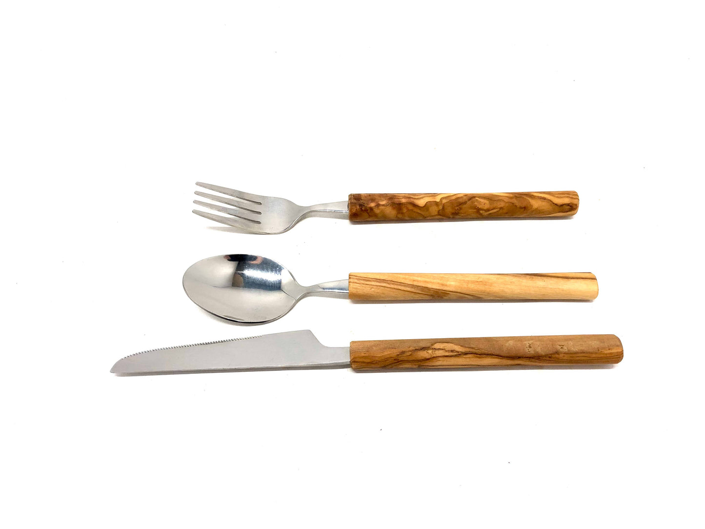 Besteck-Set Edelstahl & Olivenholz 3-teilig – Jure