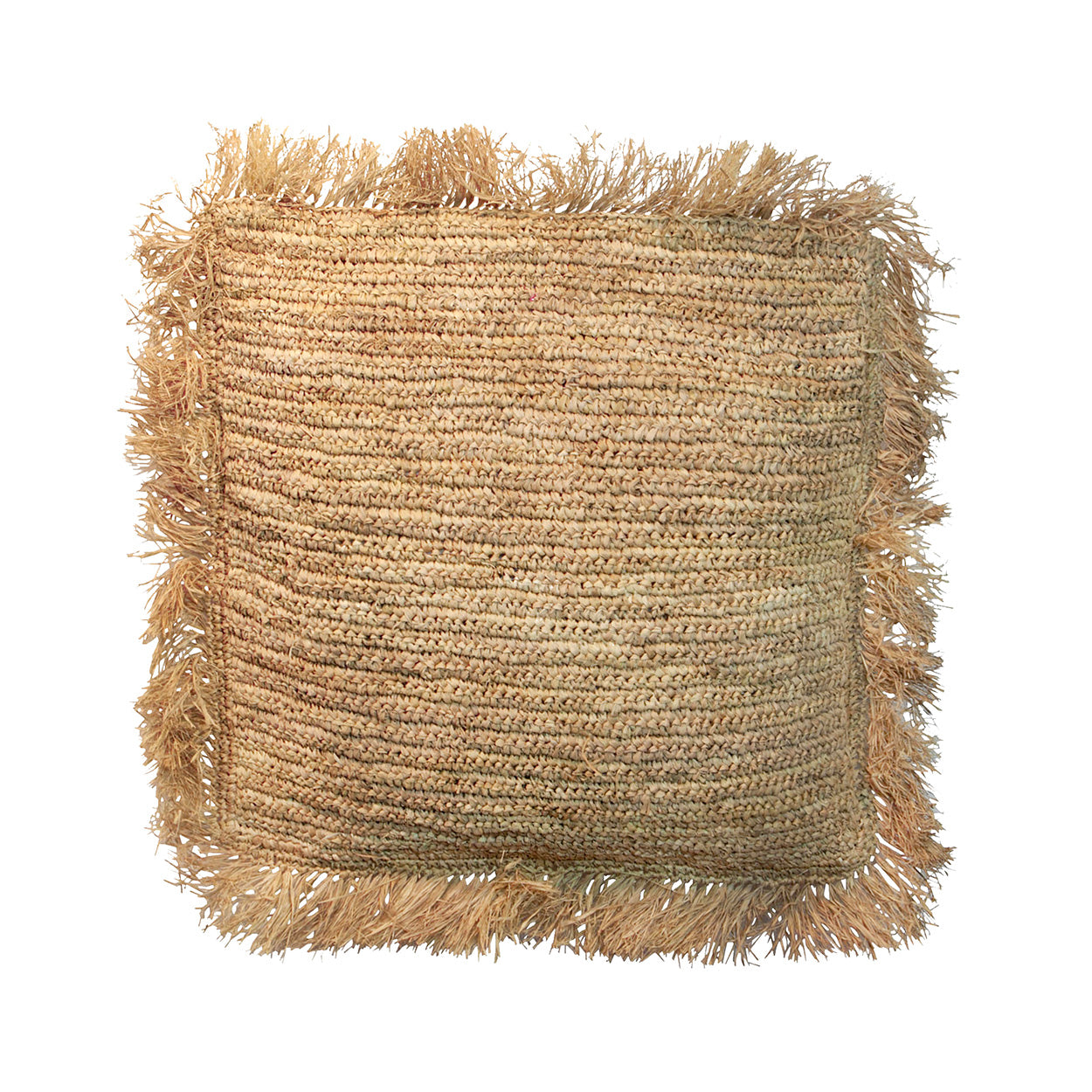 Bazar Bizar Raffia Kissenbezug Natural 60x60 cm – Handgefertigt Boho