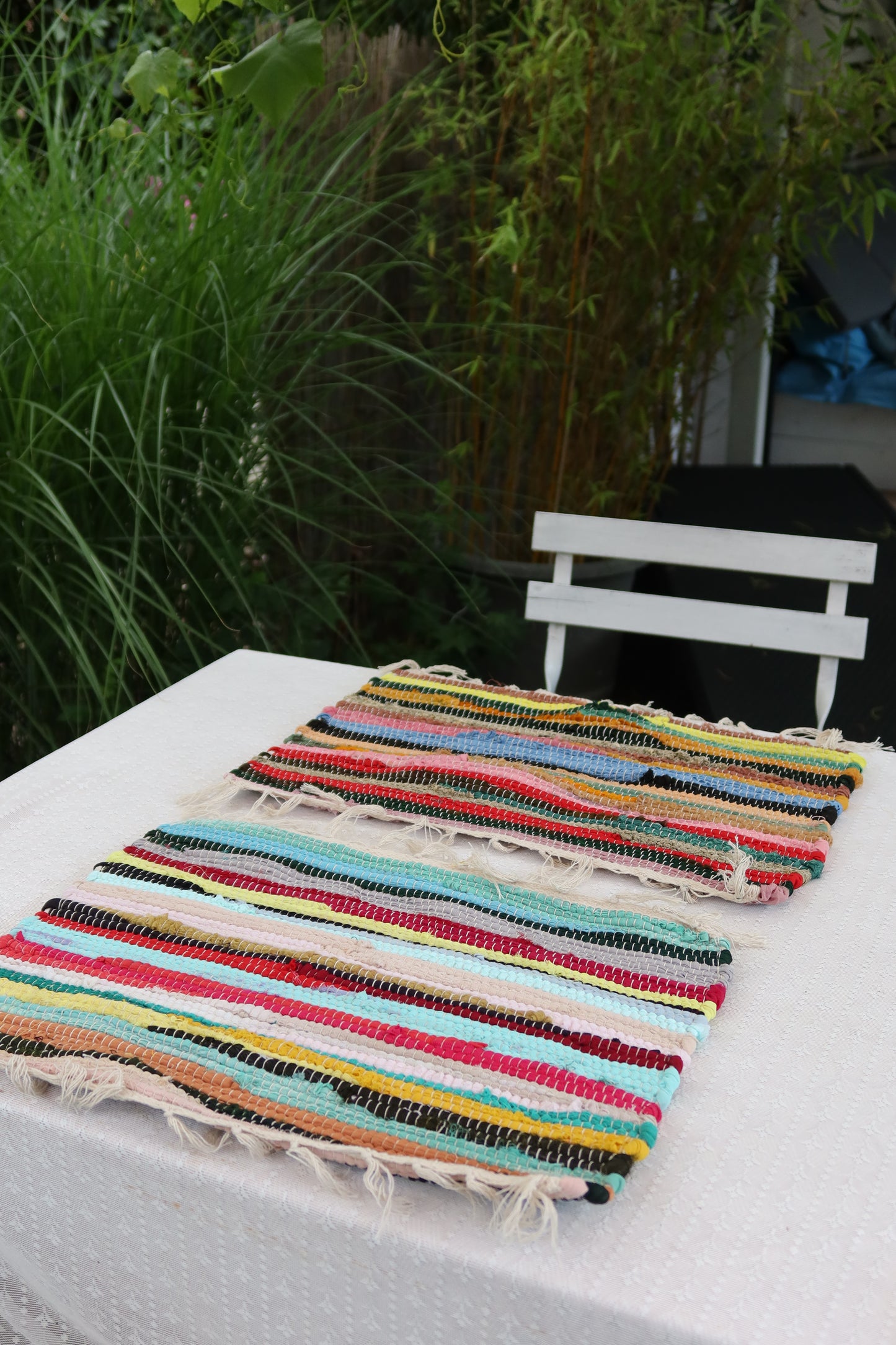 Tischsets mit Fransen 2er Set – Baumwolle Platzsets handgewebt