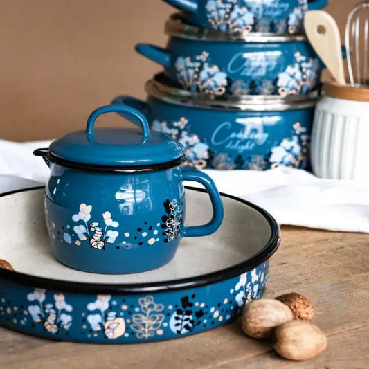 Runde Emaille-Backform - Tepsija 28 cm, 3,44 L, Blau – Cooking Delight