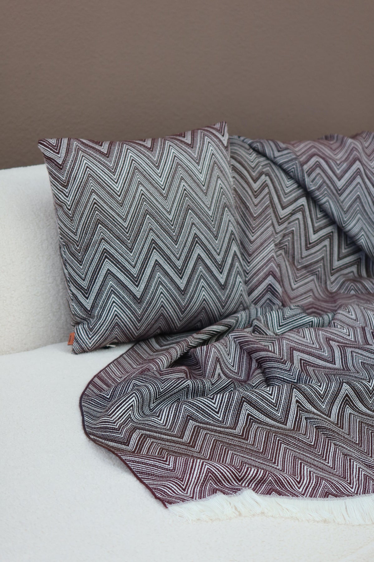 Missoni Home Plaid Timmy 130 × 190 cm Braun/Weiß – 100 % Wolle