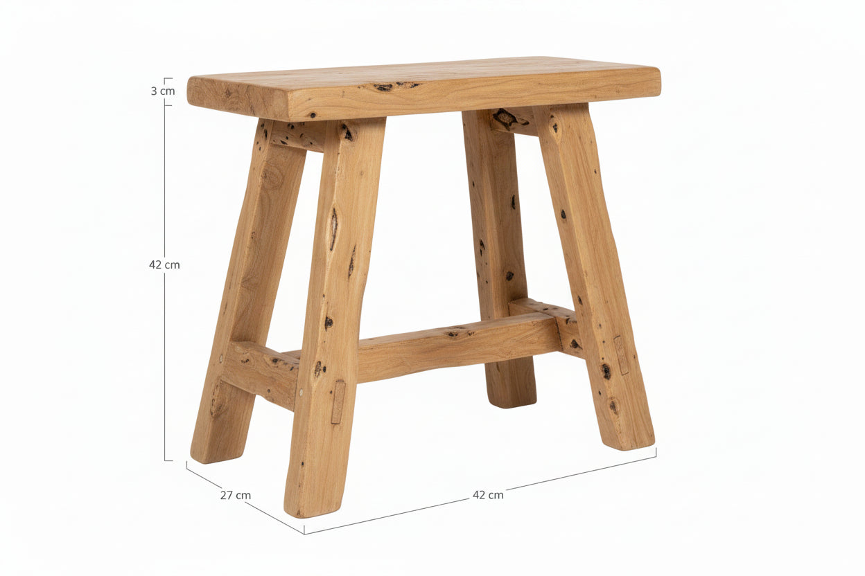Hocker aus Teakholz massiv – Holz Hocker natur für Bad & Wohnraum