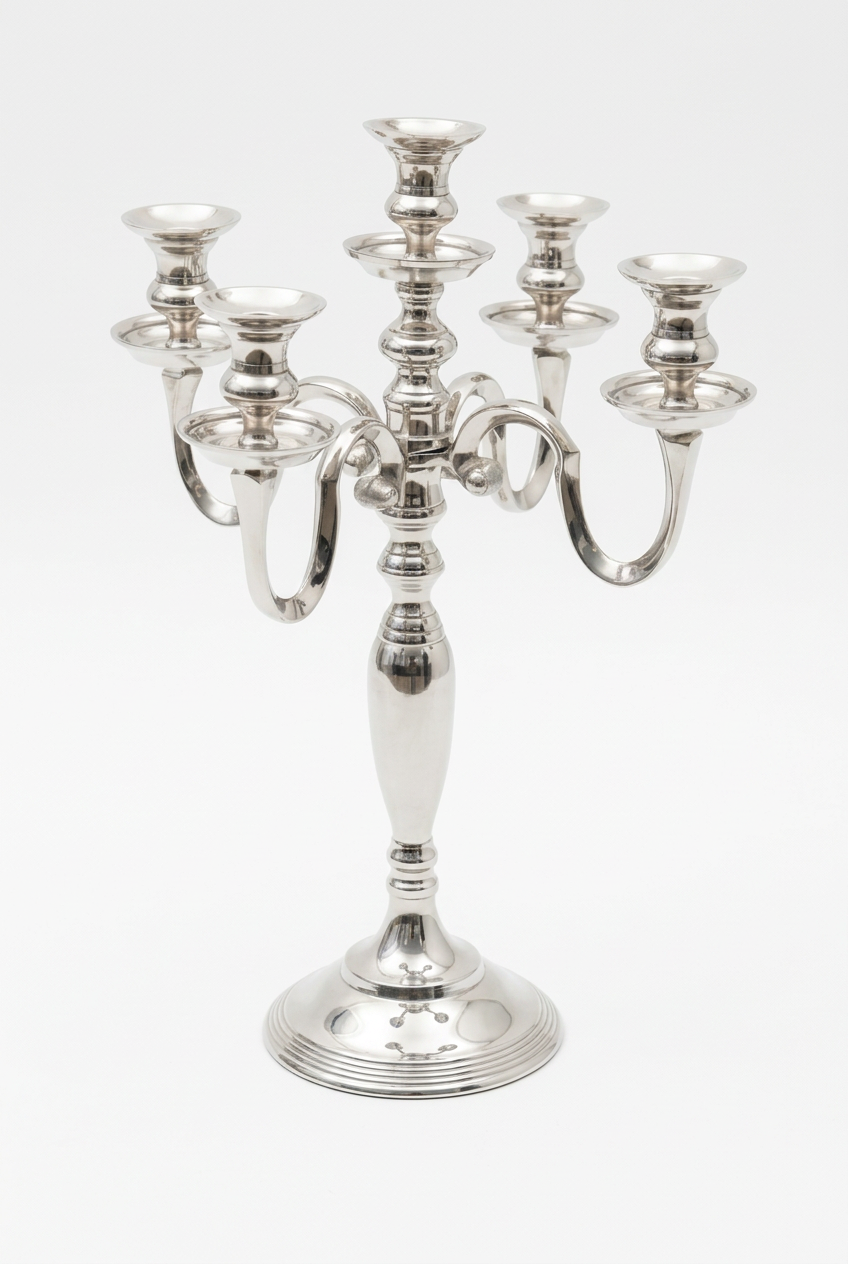 Kerzenleuchter SJAJ – 5-armig in Silber, 53 cm
