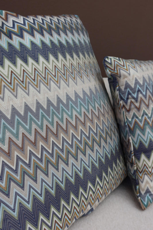 Missoni Home Kissen Masuleh 45 × 45 cm Türkis Mehrfarbig – Seidenmischung