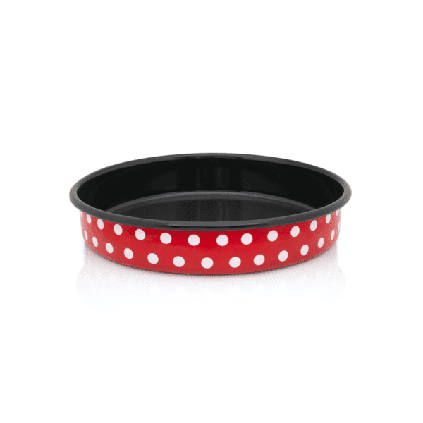 Runde Emaille-Backform 30 cm – Metalac Tepsija  Dots on Red