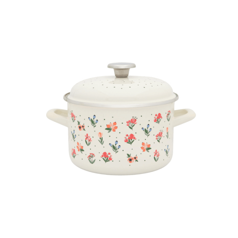Metalac Original – Emaille Kochtopf Flowers mit Deckel | 20 cm, 4 L