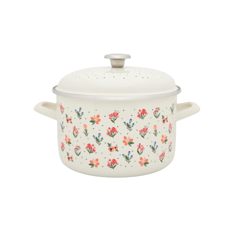 Metalac Original – Emaille Kochtopf Flowers mit Deckel | 24 cm, 6,75 L