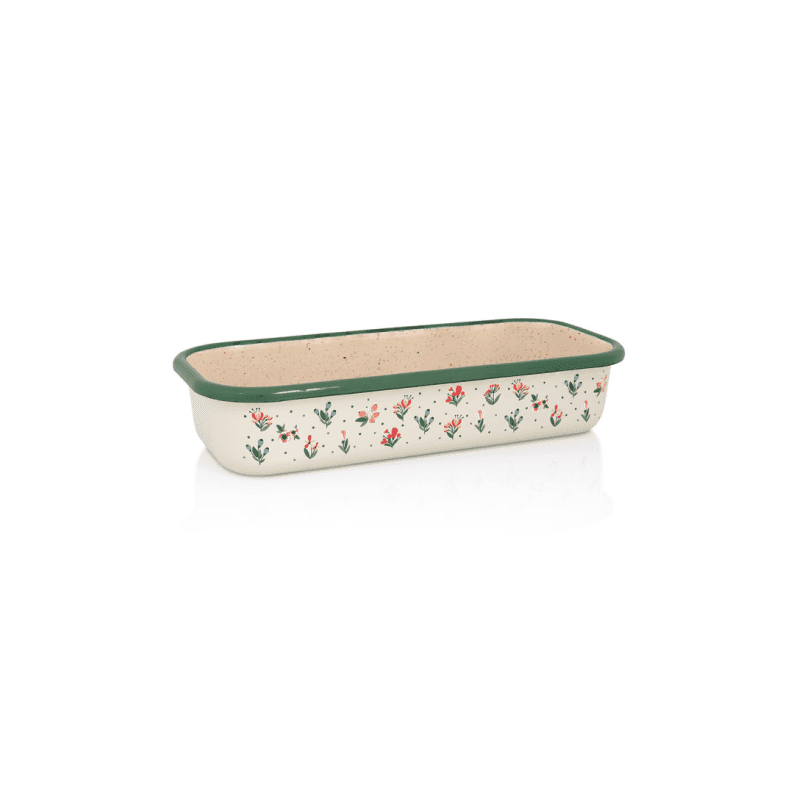 Metalac Original – Emaille Brotbackform / Kastenform 30 cm Flowers