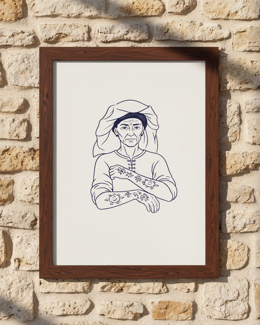 Sicanje Frau Poster – Symbol für Tradition & Stärke (Blau)