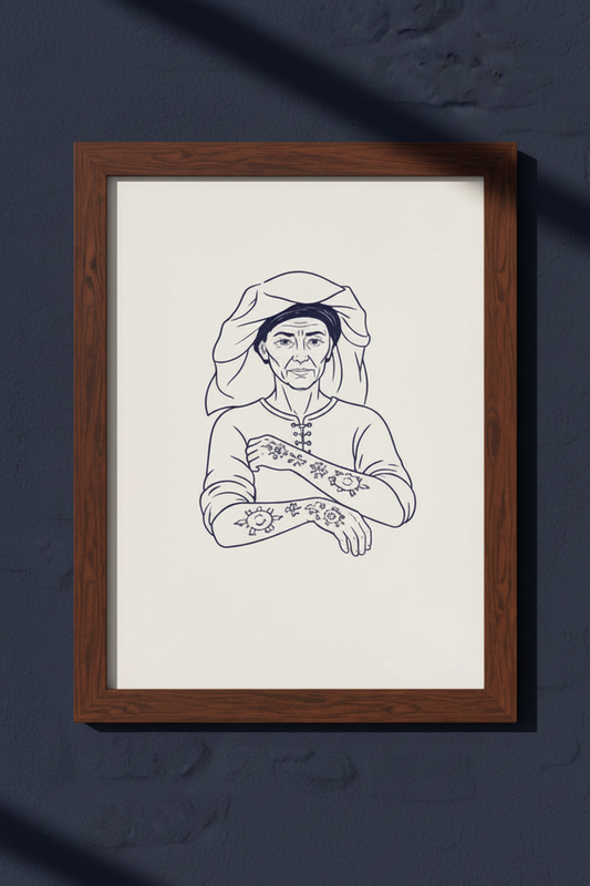 Sicanje Frau Poster – Symbol für Tradition & Stärke (Blau)