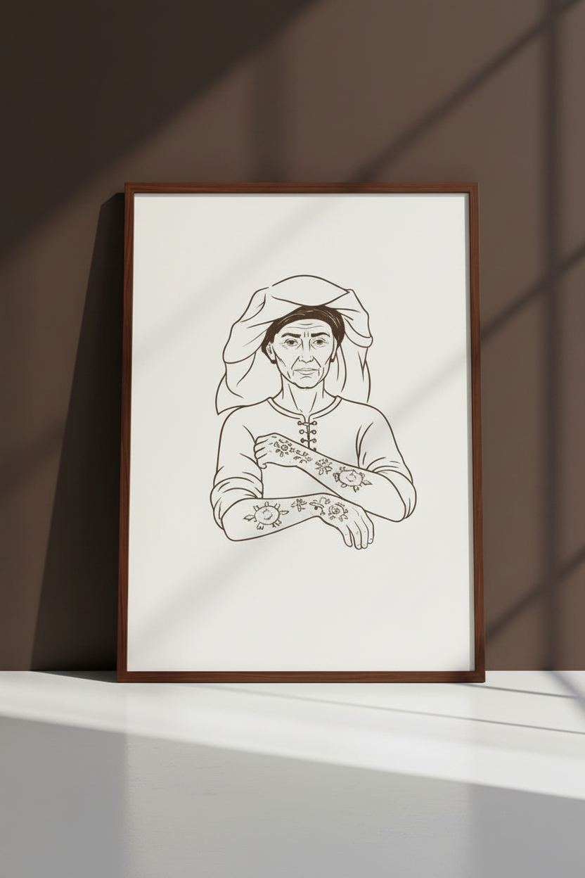 Sicanje Frau Poster – Symbol für Tradition & Stärke (Braun)