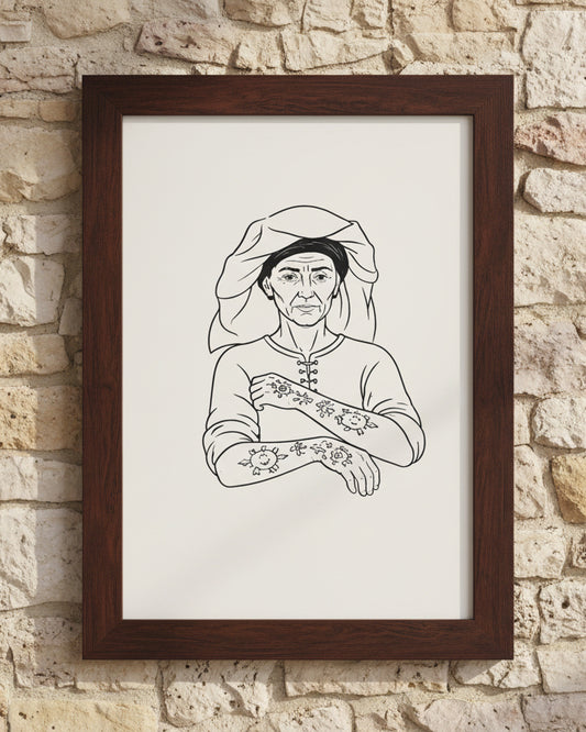 Sicanje Frau Poster – Symbol für Tradition & Stärke (Schwarz)