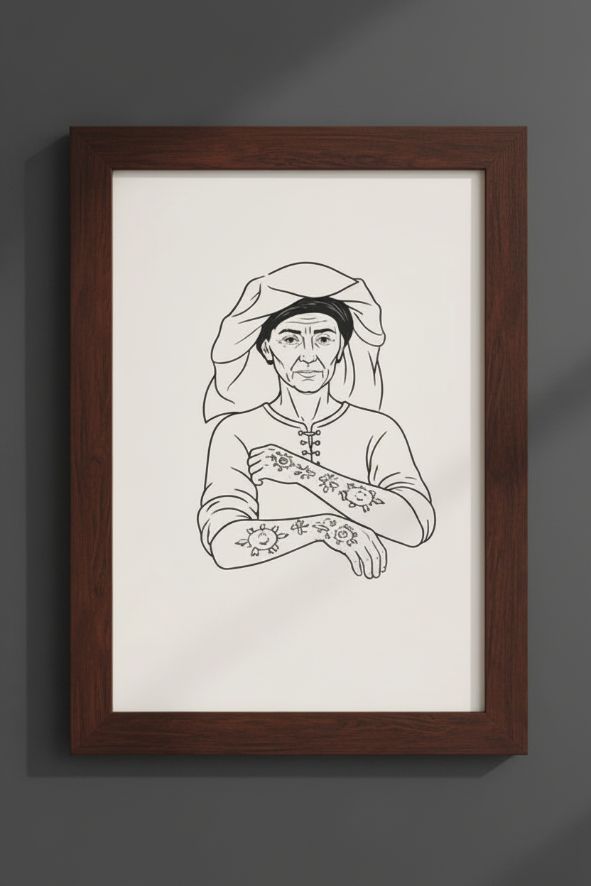 Sicanje Frau Poster – Symbol für Tradition & Stärke (Schwarz)