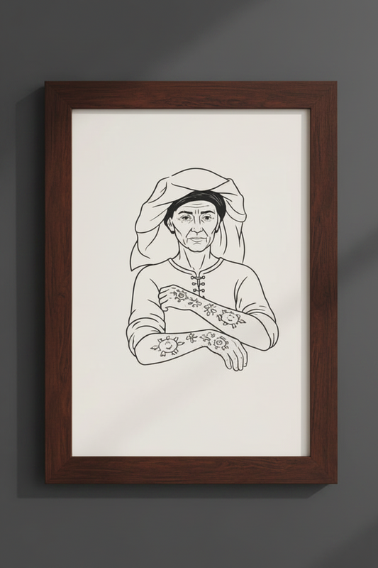 Sicanje Frau Poster – Symbol für Tradition & Stärke (Schwarz)