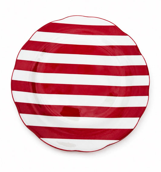 Konoba Teller Rot Weiß gestreift 26,7 cm
