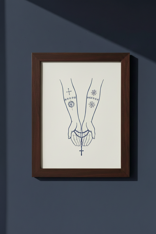 Sicanje Hände Poster – Symbol für Schutz & Glaube (Blau)