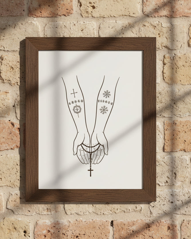 Sicanje Hände Poster – Symbol für Schutz & Glaube (Braun)