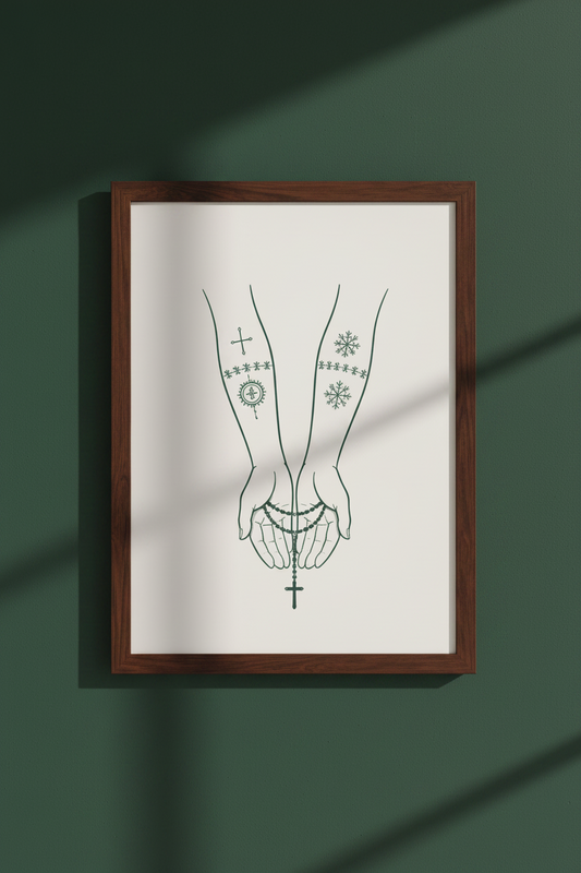 Sicanje Hände Poster – Symbol für Schutz & Glaube (Grün)