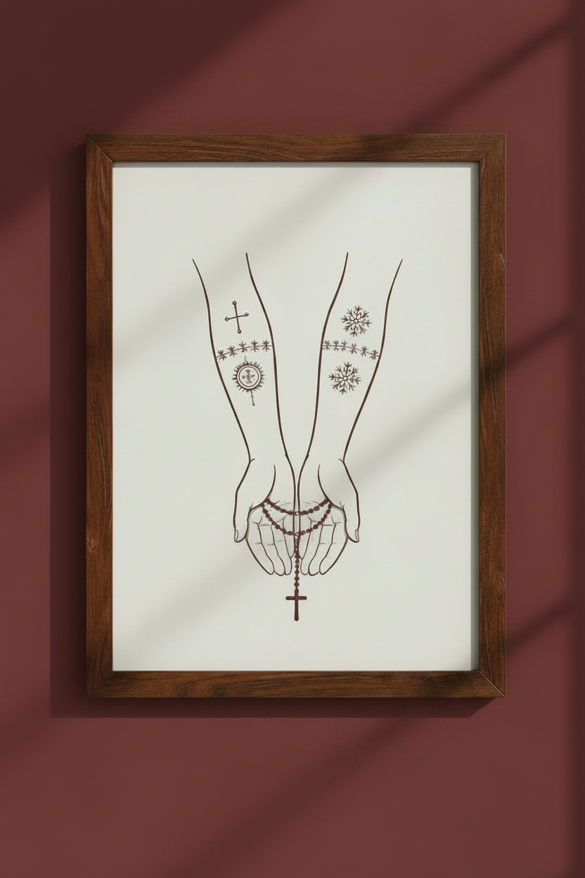 Sicanje Hände Poster – Symbol für Schutz & Glaube (Rot)