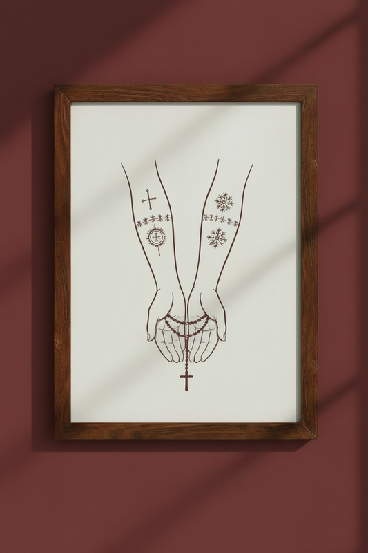 Sicanje Hände Poster – Symbol für Schutz & Glaube (Rot)