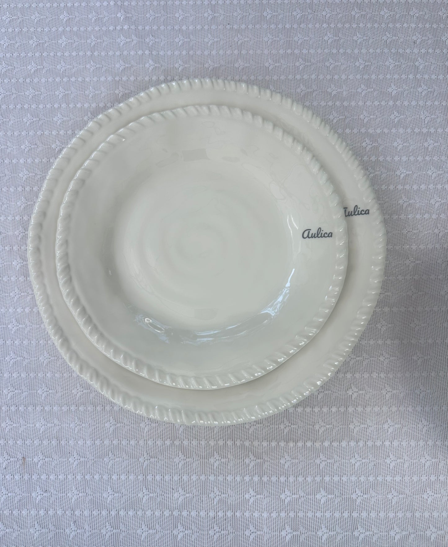 Dessertteller aus Melamin mit Kordelrand – Creme Ø 23 cm