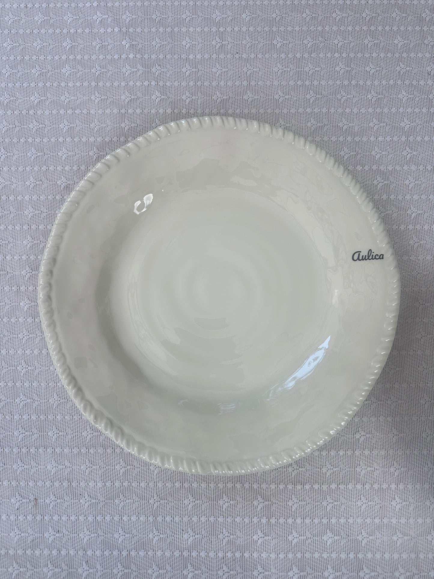 Melamin-Essteller mit Kordelrand – Creme Ø 28 cm