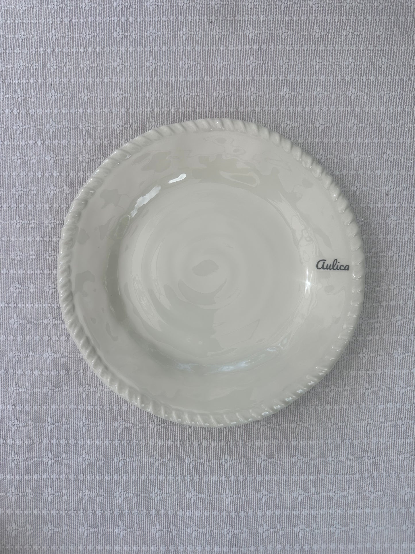 Dessertteller aus Melamin mit Kordelrand – Creme Ø 23 cm